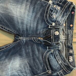 Miss Me Blue Boot Cut Jeans with Distinctive Fading